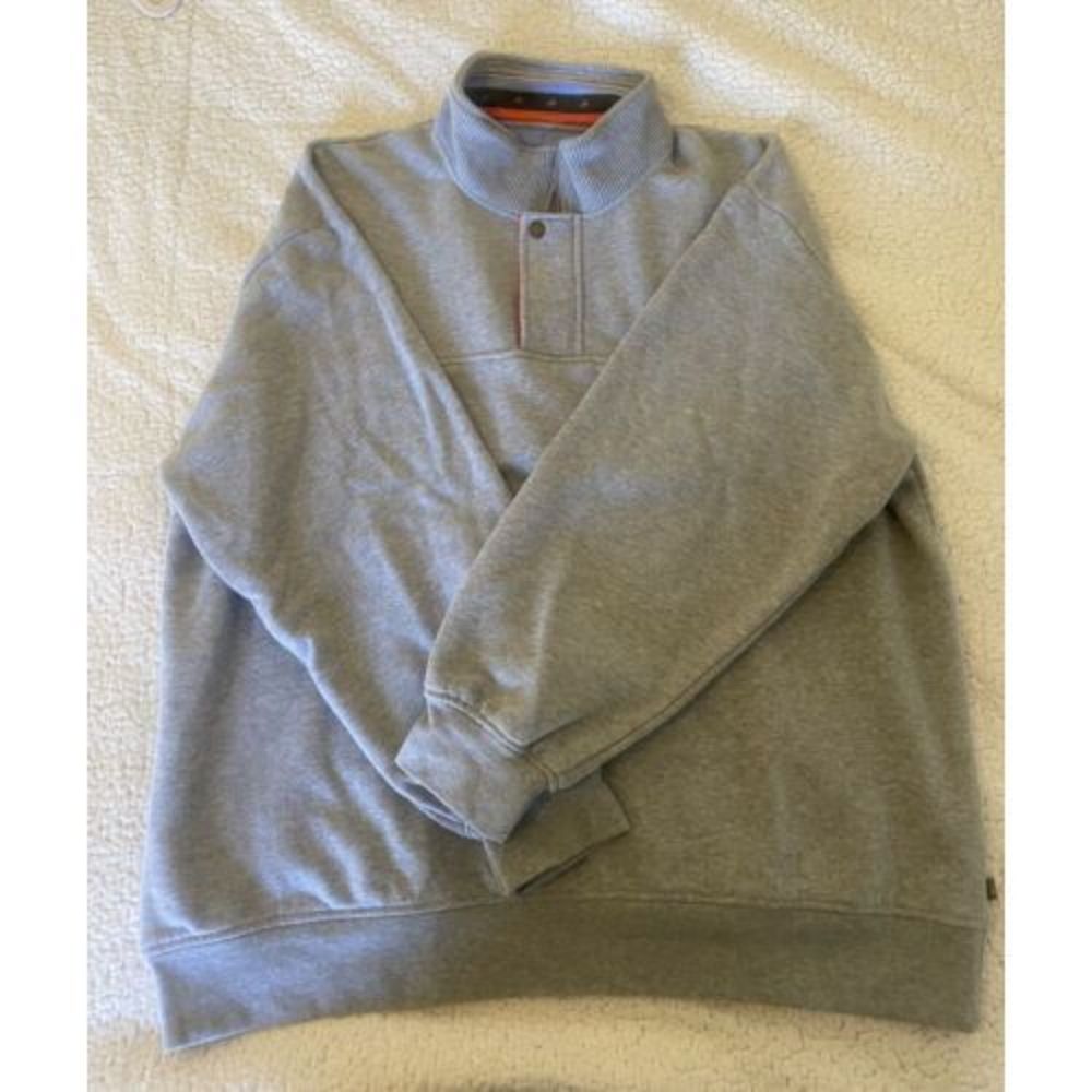 Orvis Mens Pullover Zip Collar Button Sweater Size XL Gray